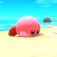 Kirby face plants onto a beach in Kirby and the Forgotten Land.